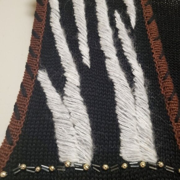 Vintage Embroidered Knit Vest Zip Up Animal Leopard Zebra - Picture 7 of 16